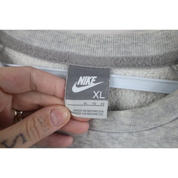 Vtg Y2K Nike Mens XL Travis Scott Mini Swoosh Crewneck Sweatshirt Heather Gray - Picture 9 of 13